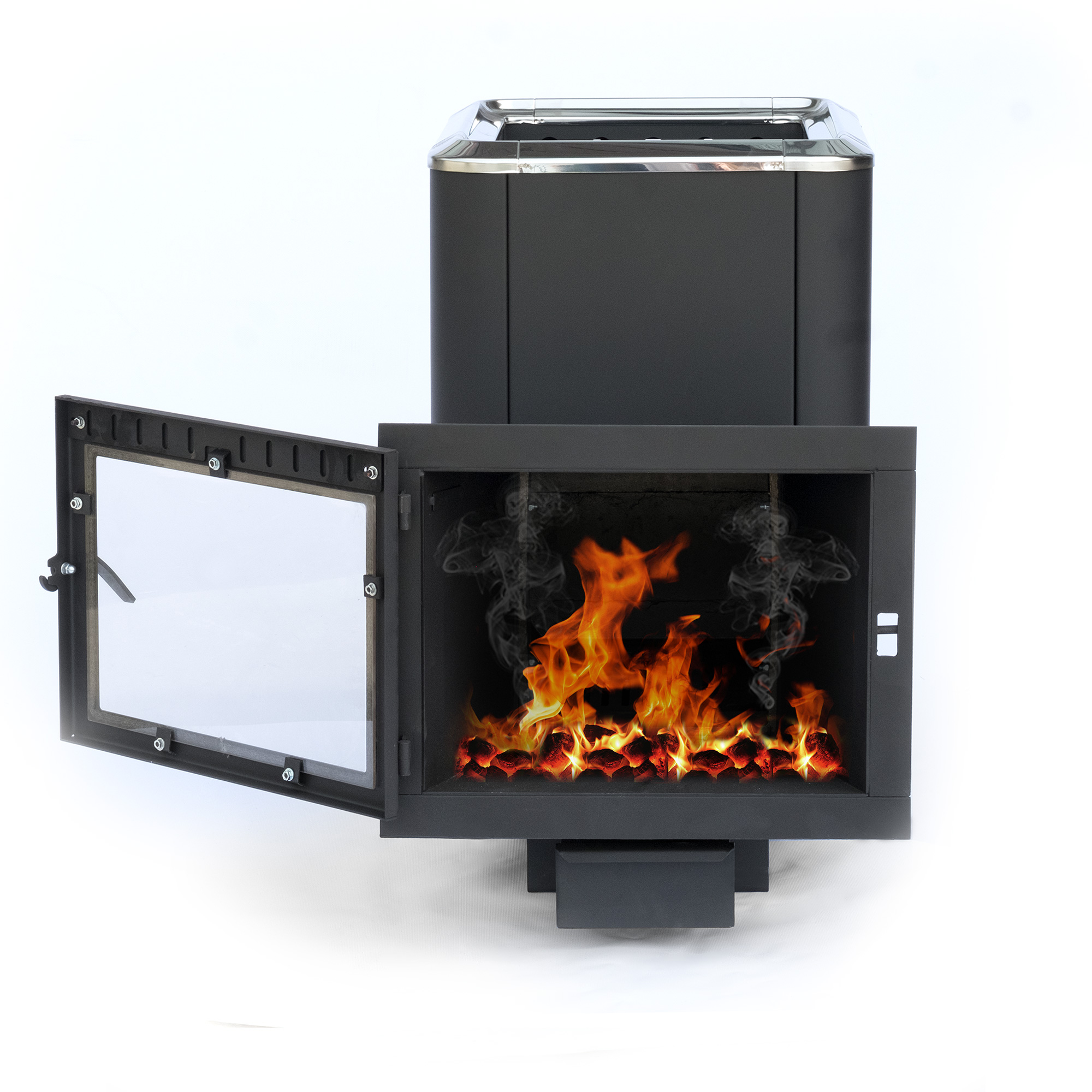 картинка Печь банная чугунная "СИБИРЬ-24" Панорамное стекло (конвекционная) от магазина RockWood