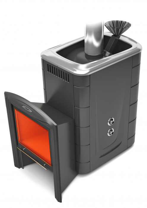 картинка Печь для бани ГЕЙЗЕР 2014 ВИТРА INOX (8-18м.куб) антрацит с т/о от магазина RockWood